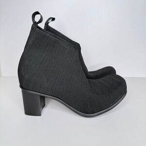 Charleston Telfair Black‎ Herringbone Knit Ankle Boots Heel Pull On Womens 10
